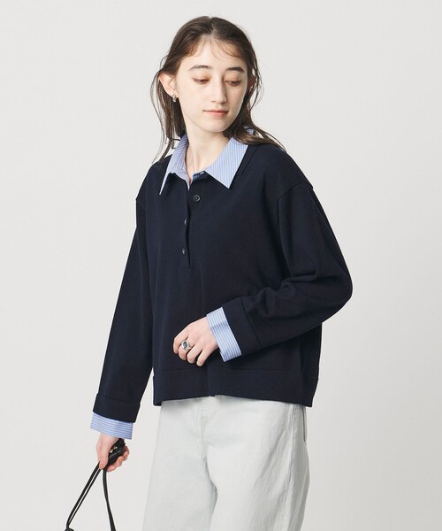 UNITED ARROWS（ユナイテッドアローズ）の「4WAY シャツコンビ ポロニット ‐ウォッシャブル‐（ニット/セーター・レディース・ダークブラウン/ダークグレー/ネイビー・FREE）」の3枚目の写真