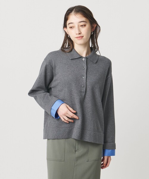 UNITED ARROWS（ユナイテッドアローズ）の「4WAY シャツコンビ ポロニット ‐ウォッシャブル‐（ニット/セーター・レディース・ダークブラウン/ダークグレー/ネイビー・FREE）」の5枚目の写真