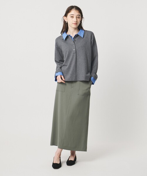 UNITED ARROWS（ユナイテッドアローズ）の「4WAY シャツコンビ ポロニット ‐ウォッシャブル‐（ニット/セーター・レディース・ダークブラウン/ダークグレー/ネイビー・FREE）」の6枚目の写真