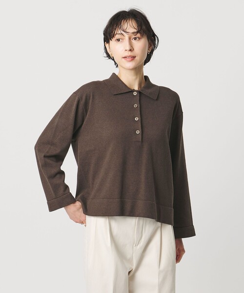 UNITED ARROWS（ユナイテッドアローズ）の「4WAY シャツコンビ ポロニット ‐ウォッシャブル‐（ニット/セーター・レディース・ダークブラウン/ダークグレー/ネイビー・FREE）」の7枚目の写真