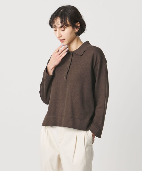 UNITED ARROWS（ユナイテッドアローズ）の「4WAY シャツコンビ ポロニット ‐ウォッシャブル‐（ニット/セーター・レディース・ダークブラウン/ダークグレー/ネイビー・FREE）」の8枚目の写真