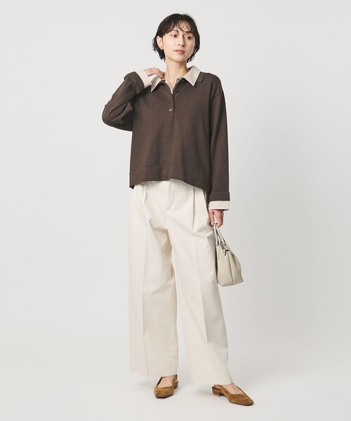 UNITED ARROWS（ユナイテッドアローズ）の「4WAY シャツコンビ ポロニット ‐ウォッシャブル‐（ニット/セーター・レディース・ダークブラウン/ダークグレー/ネイビー・FREE）」の9枚目の写真