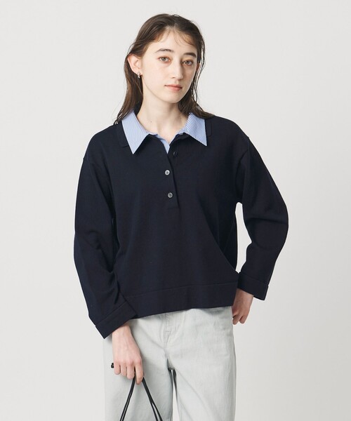UNITED ARROWS（ユナイテッドアローズ）の「4WAY シャツコンビ ポロニット ‐ウォッシャブル‐（ニット/セーター・レディース・ダークブラウン/ダークグレー/ネイビー・FREE）」の11枚目の写真