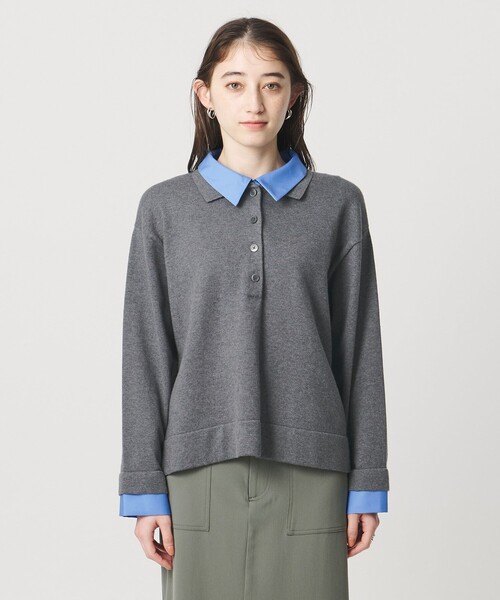 UNITED ARROWS（ユナイテッドアローズ）の「4WAY シャツコンビ ポロニット ‐ウォッシャブル‐（ニット/セーター・レディース・ダークブラウン/ダークグレー/ネイビー・FREE）」の13枚目の写真