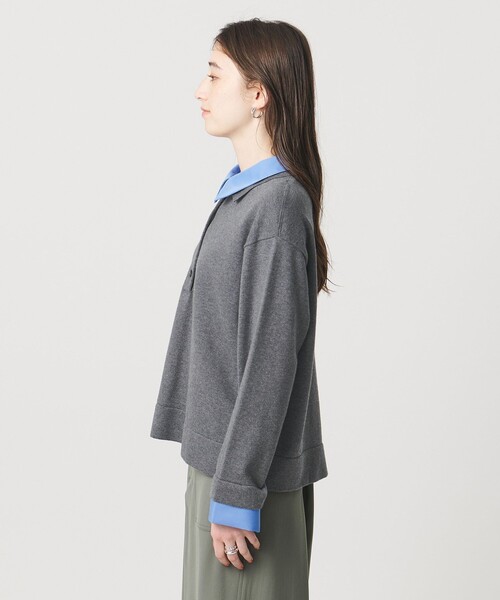 UNITED ARROWS（ユナイテッドアローズ）の「4WAY シャツコンビ ポロニット ‐ウォッシャブル‐（ニット/セーター・レディース・ダークブラウン/ダークグレー/ネイビー・FREE）」の14枚目の写真