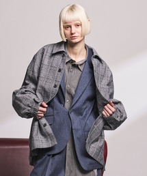《UNISEX》【Italian Dead Stock Fabric】Prime-Over Regular Collar Heavy-Weight Flannel Shirt Blouson/【イタリアンデッドストックファブリック】プライムオーバーレギュラーカラーヘビーウェイトネルシャツブルゾン【MAISON SPECIAL/メゾンスペシャル】