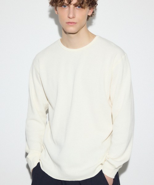 AZUL by moussy(アズールバイマウジー)の「ソフトワッフルトップス(Tシャツ/カットソー・メンズ・アイボリー/ブラック/グレー・SMALL/MEDIUM/LARGE)」の2枚目の写真
