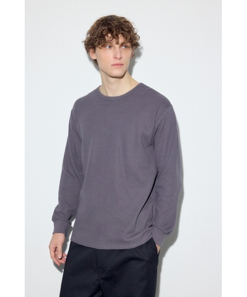 AZUL by moussy(アズールバイマウジー)の「ソフトワッフルトップス(Tシャツ/カットソー・メンズ・アイボリー/ブラック/グレー・SMALL/MEDIUM/LARGE)」の5枚目の写真