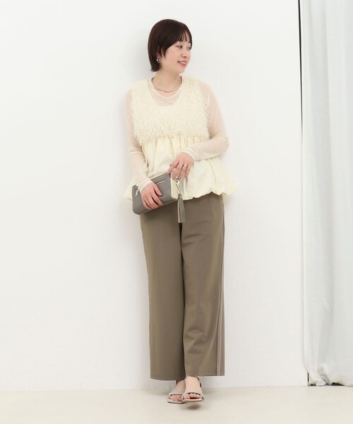 MICO COULIER（ミコクリエ）の「フラッグヤーンインレイベスト（シャツ/ブラウス・レディース・キナリ/グレー・38）」の5枚目の写真