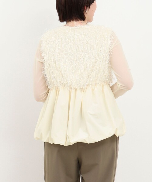 MICO COULIER（ミコクリエ）の「フラッグヤーンインレイベスト（シャツ/ブラウス・レディース・キナリ/グレー・38）」の9枚目の写真