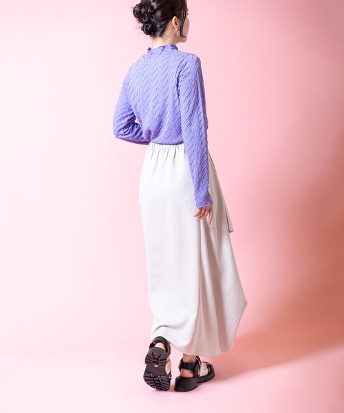 OSMOSIS（オズモーシス）の「サイドドレープスカート（スカート・レディース・オレンジ/ブラック/アイボリー・ONE SIZE）」の12枚目の写真