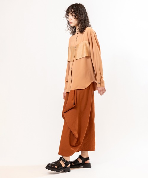 OSMOSIS（オズモーシス）の「サイドドレープスカート（スカート・レディース・オレンジ/ブラック/アイボリー・ONE SIZE）」の16枚目の写真