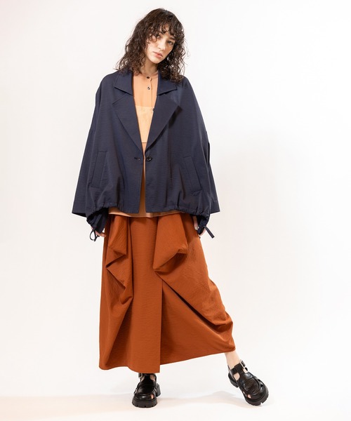 OSMOSIS（オズモーシス）の「サイドドレープスカート（スカート・レディース・オレンジ/ブラック/アイボリー・ONE SIZE）」の20枚目の写真