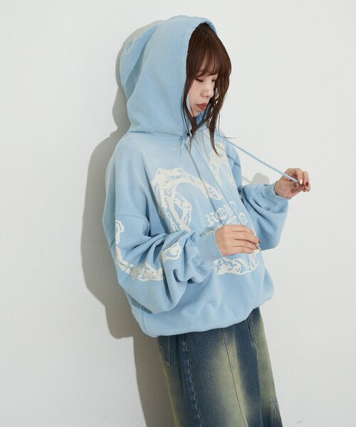 RePRODUCTION LABEL（リプロダクションレーベル）の「【RePRODUCTION LABEL / リプロダクションレーベル】スウェットフーディー（パーカー・レディース・ベージュ/サックスブルー・FREE）」の3枚目の写真