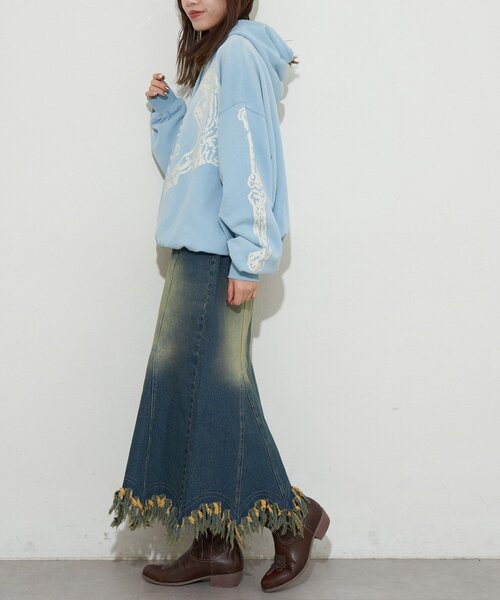 RePRODUCTION LABEL（リプロダクションレーベル）の「【RePRODUCTION LABEL / リプロダクションレーベル】スウェットフーディー（パーカー・レディース・ベージュ/サックスブルー・FREE）」の6枚目の写真