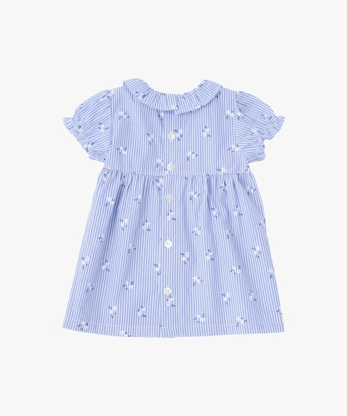 agnes b.（アニエスベー）の「ベビー フラワープリント ストライプ コットン 半袖ワンピース&ブルマ セット（ワンピース・キッズ・ネイビー・2YEAR/1YEAR/18M）」の2枚目の写真