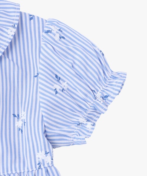 agnes b.（アニエスベー）の「ベビー フラワープリント ストライプ コットン 半袖ワンピース&ブルマ セット（ワンピース・キッズ・ネイビー・2YEAR/1YEAR/18M）」の4枚目の写真