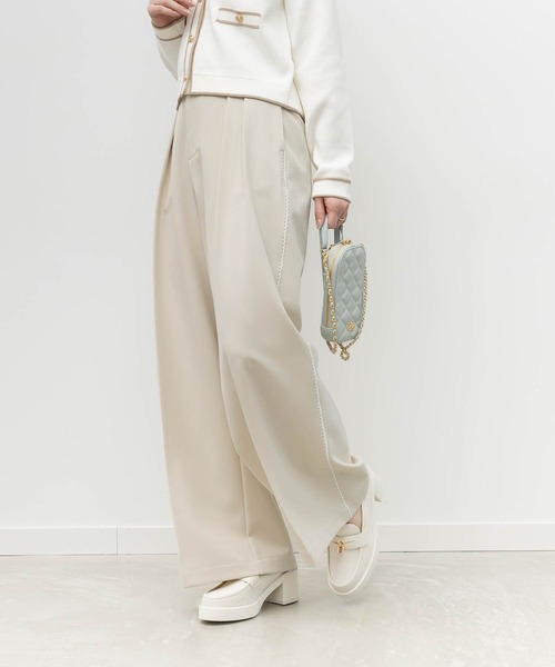 RANDA(ランダ)の「ラインレースタックワイドパンツ(その他パンツ・レディース・グレー/クリーム/ベージュ・1/0)」の3枚目の写真