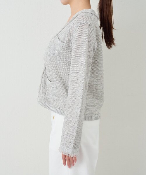 La boutique BonBon（ラブティックボンボン）の「【オフでもオフィスでも】綿麻ラメバスケットカーディガン（カーディガン/ボレロ・レディース・オフホワイト/ライトグレー・FREE）」の7枚目の写真
