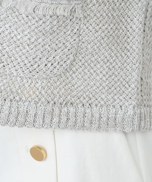 La boutique BonBon（ラブティックボンボン）の「【オフでもオフィスでも】綿麻ラメバスケットカーディガン（カーディガン/ボレロ・レディース・オフホワイト/ライトグレー・FREE）」の12枚目の写真