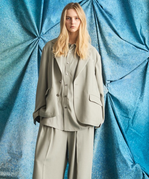 MAISON SPECIAL(メゾンスペシャル)の「《UNISEX》Slab Rayon Relax-Over 2B Tailored Jacket/スラブレーヨンリラックスオーバー2Bテーラードジャケット【MAISON SPECIAL/メゾンスペシャル】■セットアップ対応■(テーラードジャケット・メンズ・グレイッシュベージュ/ブラック/グレー/ネイビー・2/1/0)」の8枚目の写真