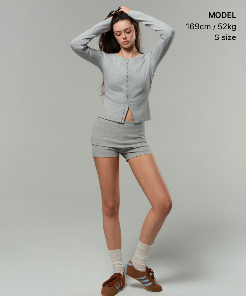 MUSINSA STANDARD WOMAN（ムシンサスタンダードウーマン）の「ウィメンズリブスリムフックジャージカーディガン[ミディアムグレー]（カーディガン/ボレロ・レディース・その他・SMALL/MEDIUM/LARGE/X-SMALL）」の2枚目の写真