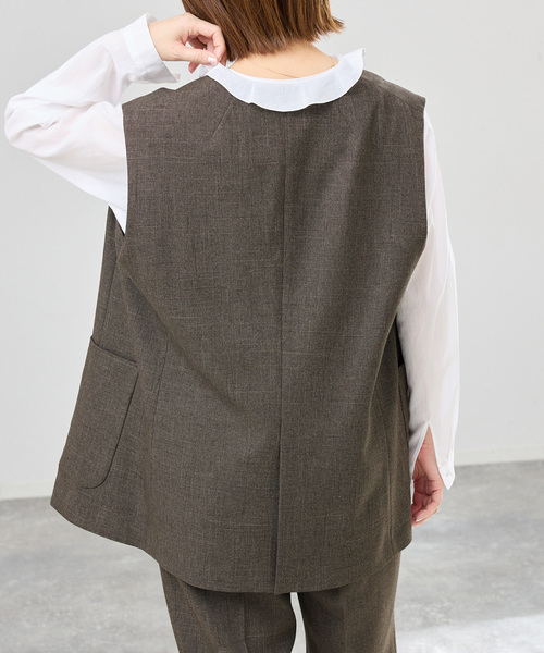 IENA（イエナ）の「《セットアップ対応/》ウォッシャブル シャークツイード ジレ（ベスト・レディース・ブラウン/ベージュ・FREE）」の22枚目の写真