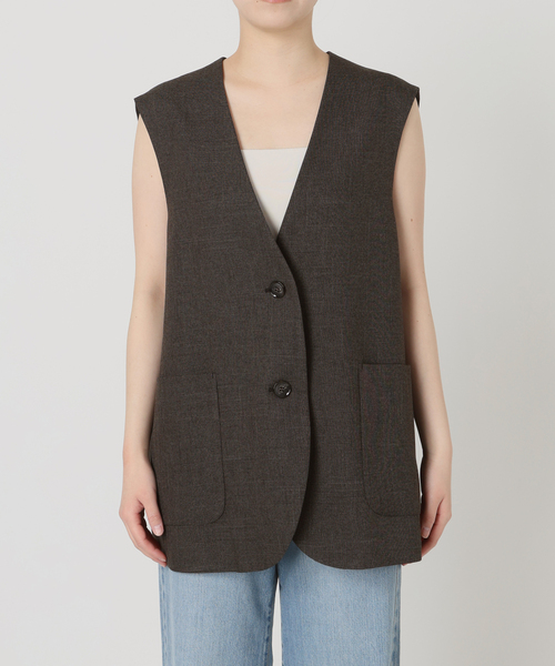 IENA（イエナ）の「《セットアップ対応/》ウォッシャブル シャークツイード ジレ（ベスト・レディース・ブラウン/ベージュ・FREE）」の18枚目の写真