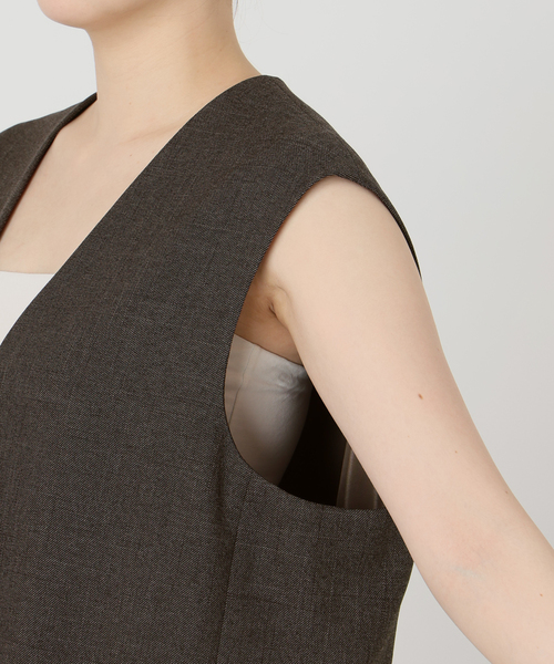 IENA（イエナ）の「《セットアップ対応/》ウォッシャブル シャークツイード ジレ（ベスト・レディース・ブラウン/ベージュ・FREE）」の10枚目の写真