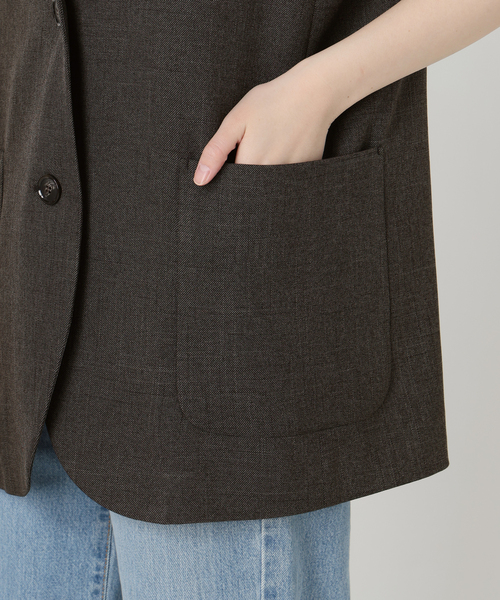 IENA（イエナ）の「《セットアップ対応/》ウォッシャブル シャークツイード ジレ（ベスト・レディース・ブラウン/ベージュ・FREE）」の12枚目の写真