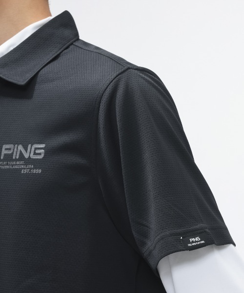 PING（ピン）の「ピン  レイヤードツインセット（ポロシャツ・メンズ・ブラック/ホワイト・M/L/LL/3L）」の10枚目の写真