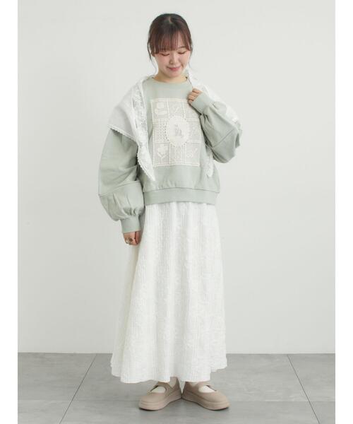 Samansa Mos2（サマンサ モスモス）の「ローズ柄レースストール（ストール/ショール・レディース・ブラック/オフホワイト・F）」の7枚目の写真