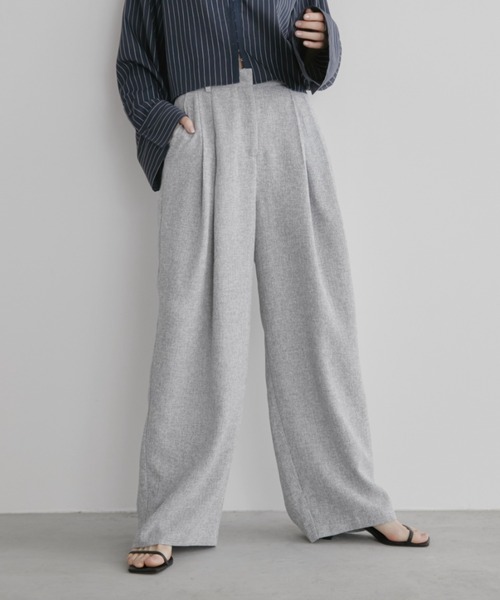 Aunt Marie's（アントマリーズ）の「ミックスツイードツータックスラックスパンツ【セットアップ対応可】（スラックス・レディース・グレー/チャコールグレー/ナチュラル・S/M/L）」の3枚目の写真