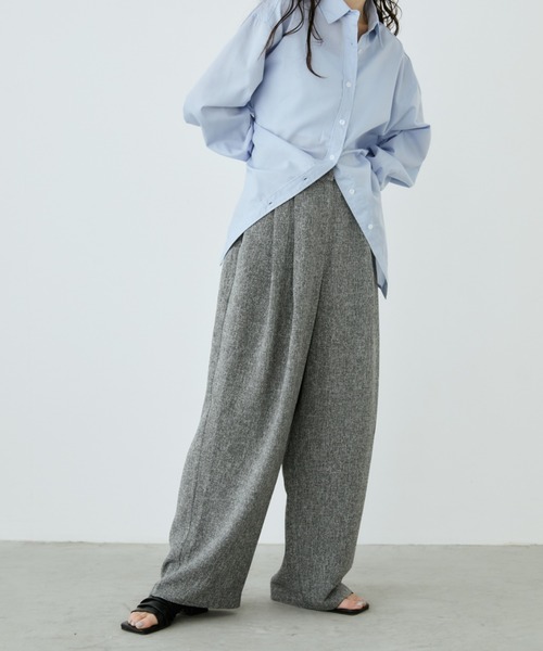 Aunt Marie's（アントマリーズ）の「ミックスツイードツータックスラックスパンツ【セットアップ対応可】（スラックス・レディース・グレー/チャコールグレー/ナチュラル・S/M/L）」の8枚目の写真