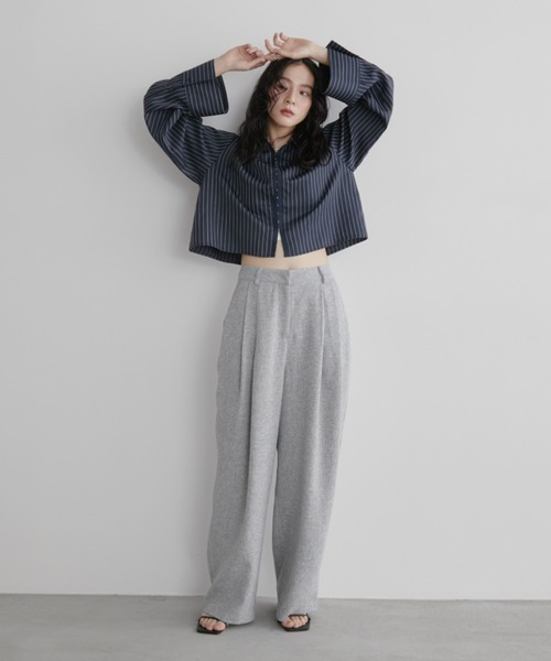 Aunt Marie's（アントマリーズ）の「ミックスツイードツータックスラックスパンツ【セットアップ対応可】（スラックス・レディース・グレー/チャコールグレー/ナチュラル・S/M/L）」の22枚目の写真