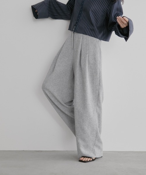 Aunt Marie's（アントマリーズ）の「ミックスツイードツータックスラックスパンツ【セットアップ対応可】（スラックス・レディース・グレー/チャコールグレー/ナチュラル・S/M/L）」の16枚目の写真
