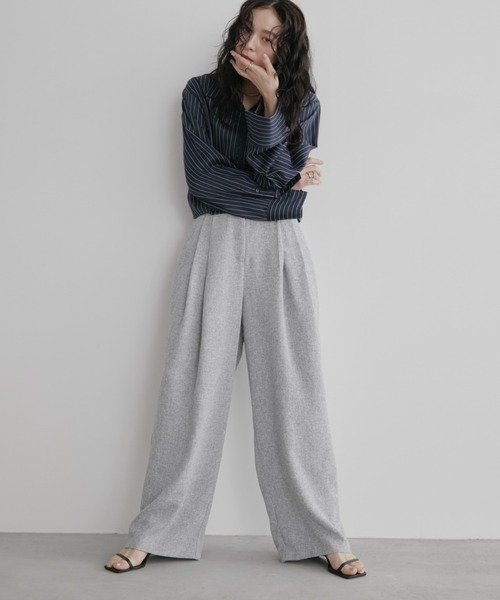 Aunt Marie's（アントマリーズ）の「ミックスツイードツータックスラックスパンツ【セットアップ対応可】（スラックス・レディース・グレー/チャコールグレー/ナチュラル・S/M/L）」の21枚目の写真
