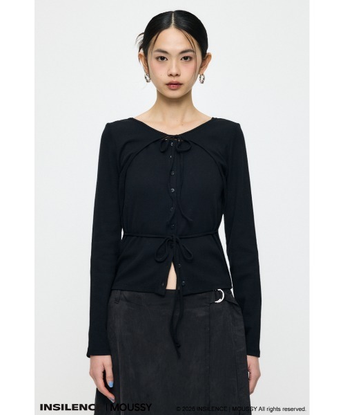 MOUSSY（マウジー）の「INSILENCE LAYER CUT トップス（Tシャツ/カットソー・レディース・ブラック/ライトカーキ/ライトグレー・1/2）」の4枚目の写真