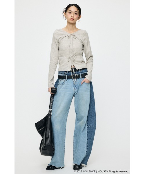 MOUSSY（マウジー）の「INSILENCE LAYER CUT トップス（Tシャツ/カットソー・レディース・ブラック/ライトカーキ/ライトグレー・1/2）」の13枚目の写真