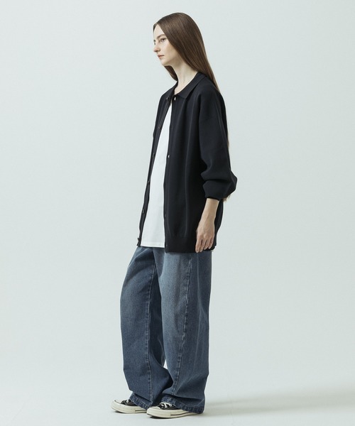 SLICK（スリック）の「【SLICK/スリック】16G Milano Rib Knit Polo Collar Cardigan/16ゲージ ミラノリブ ポロカラーカーディガン（カーディガン/ボレロ・メンズ・ネイビー/ブルー/ヘザーグレー・1/2/3）」の21枚目の写真