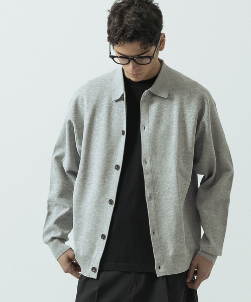 SLICK（スリック）の「【SLICK/スリック】16G Milano Rib Knit Polo Collar Cardigan/16ゲージ ミラノリブ ポロカラーカーディガン（カーディガン/ボレロ・メンズ・ネイビー/ブルー/ヘザーグレー・1/2/3）」の5枚目の写真