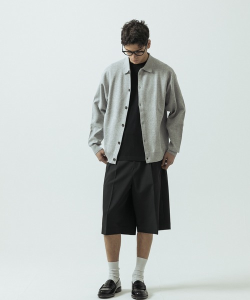 SLICK（スリック）の「【SLICK/スリック】16G Milano Rib Knit Polo Collar Cardigan/16ゲージ ミラノリブ ポロカラーカーディガン（カーディガン/ボレロ・メンズ・ネイビー/ブルー/ヘザーグレー・1/2/3）」の7枚目の写真