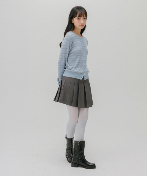 MELLOTORY(メロートリー)の「ソフトストライプカーディガン (2カラー)(カーディガン/ボレロ・レディース・グレー/ライトブルー・FREE)」の4枚目の写真