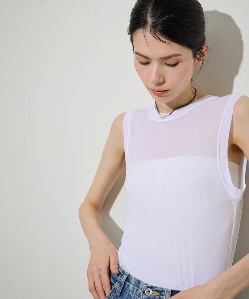 Whim Gazette(ウィムガゼット)の「シアータンクプルオーバー(Tシャツ/カットソー・レディース・ブラック/オフホワイト・FREE)」の3枚目の写真