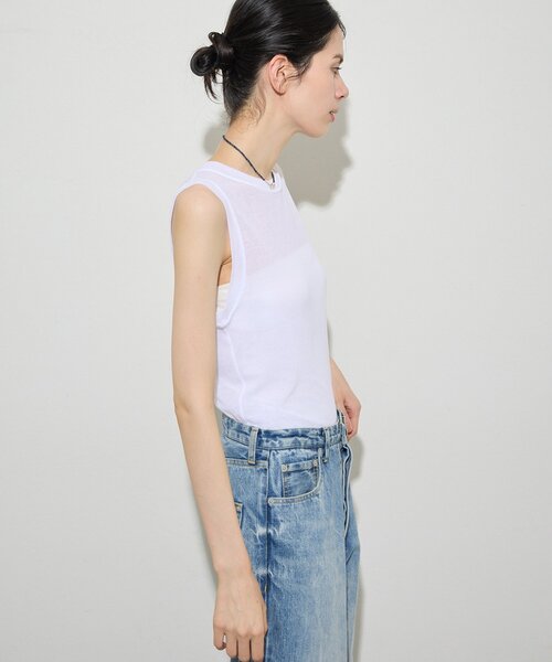 Whim Gazette(ウィムガゼット)の「シアータンクプルオーバー(Tシャツ/カットソー・レディース・ブラック/オフホワイト・FREE)」の6枚目の写真