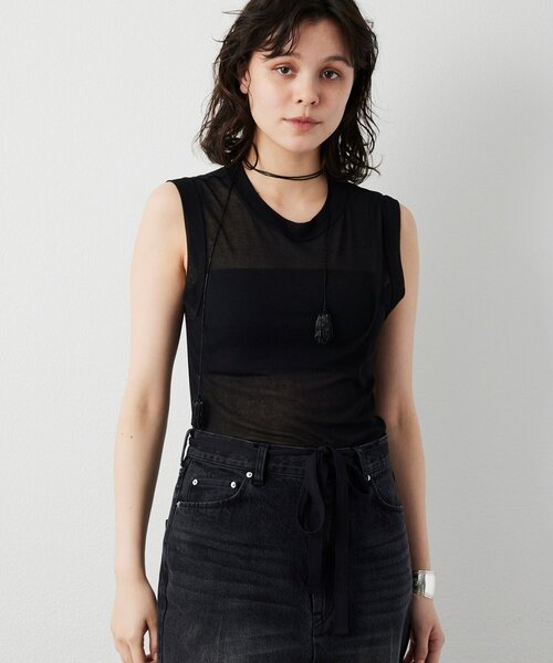 Whim Gazette(ウィムガゼット)の「シアータンクプルオーバー(Tシャツ/カットソー・レディース・ブラック/オフホワイト・FREE)」の13枚目の写真