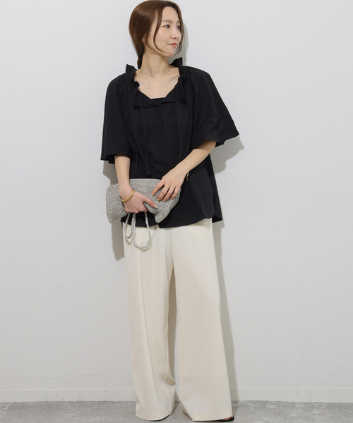 JOURNAL STANDARD relume(ジャーナルスタンダード レリューム)の「《WEB限定追加》フリルリボンTシャツ(Tシャツ/カットソー・レディース・ホワイト/ブラック・FREE)」の19枚目の写真