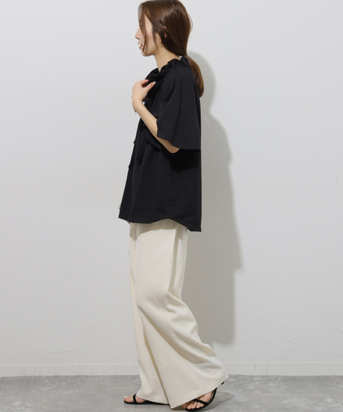 JOURNAL STANDARD relume(ジャーナルスタンダード レリューム)の「《WEB限定追加》フリルリボンTシャツ(Tシャツ/カットソー・レディース・ホワイト/ブラック・FREE)」の20枚目の写真