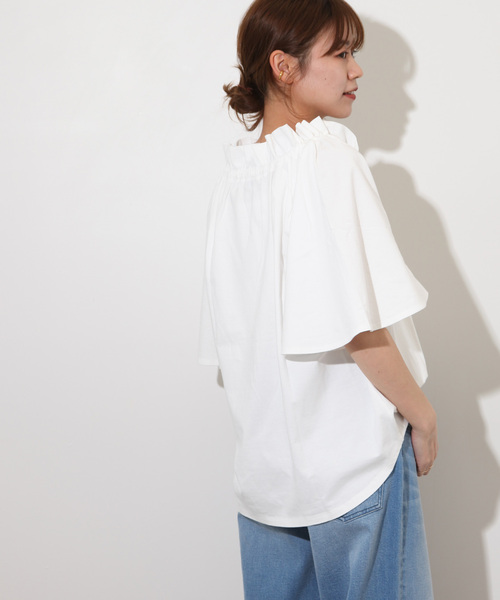 JOURNAL STANDARD relume(ジャーナルスタンダード レリューム)の「《WEB限定追加》フリルリボンTシャツ(Tシャツ/カットソー・レディース・ホワイト/ブラック・FREE)」の4枚目の写真