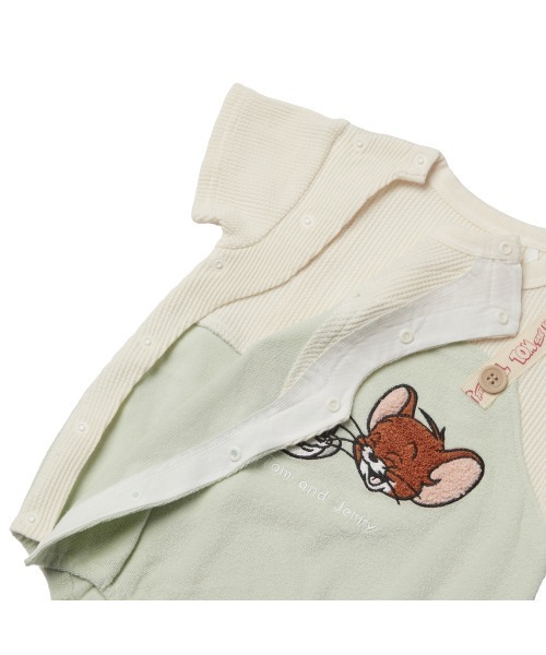 Tom＆Jerry（トムアンドジェリー）の「TOM＆JERRY トム＆ジェリー 半袖ボディスーツ 吊りブルマ風（ロンパース・キッズ・ミント・70cm/80ｃｍ）」の3枚目の写真